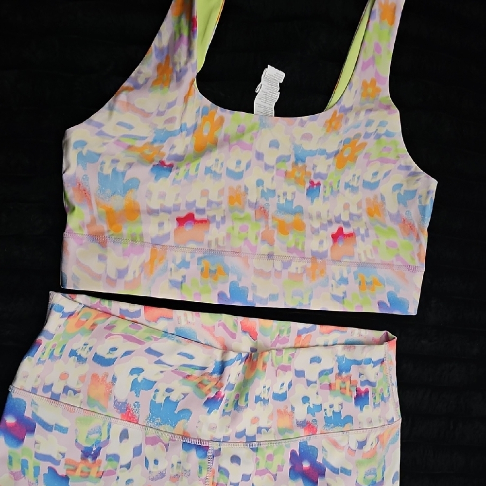 Colorful Abstract Sports Bra and Short Set